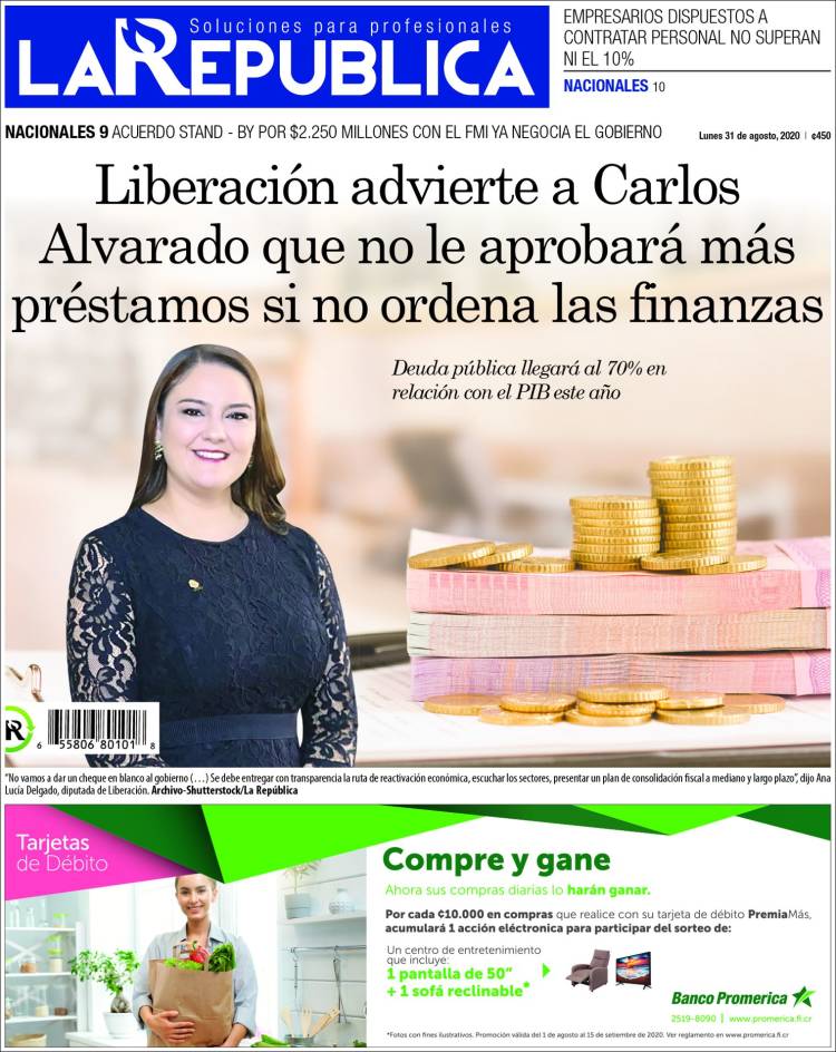 Portada de La República (Costa Rica)