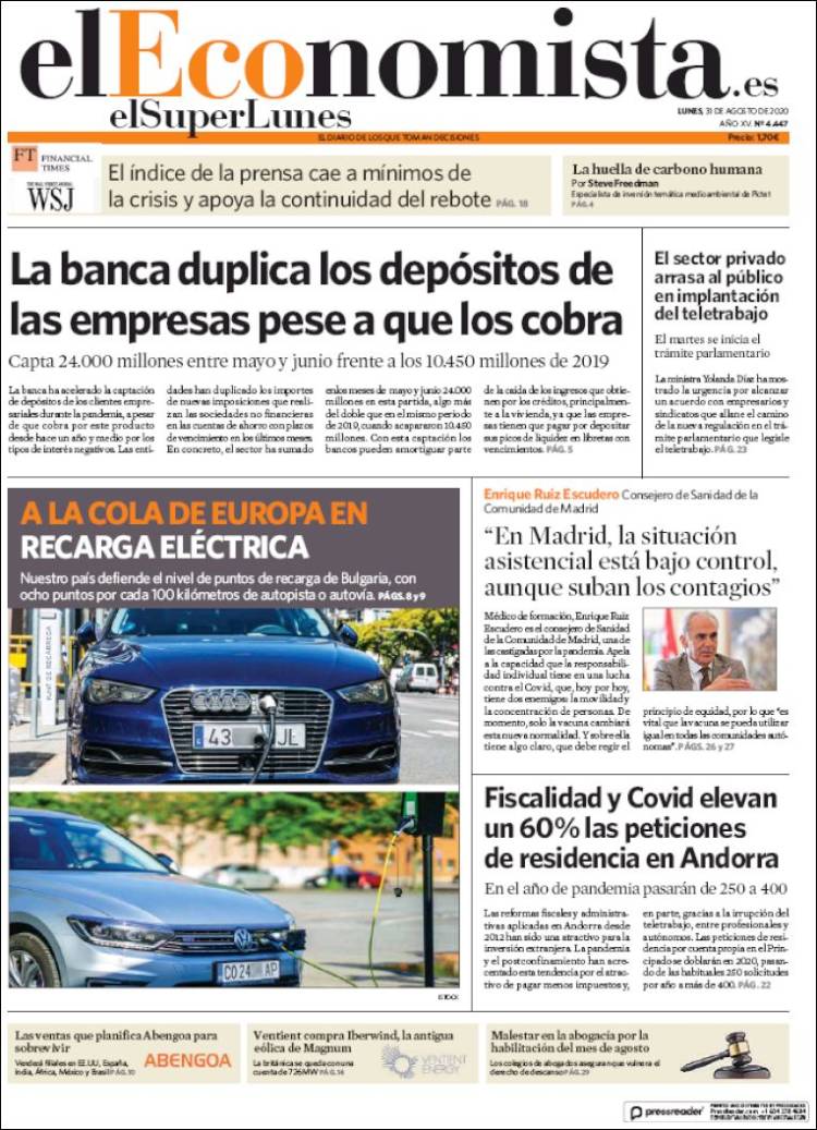 Portada de El Economista (Espa&ntilde;a)