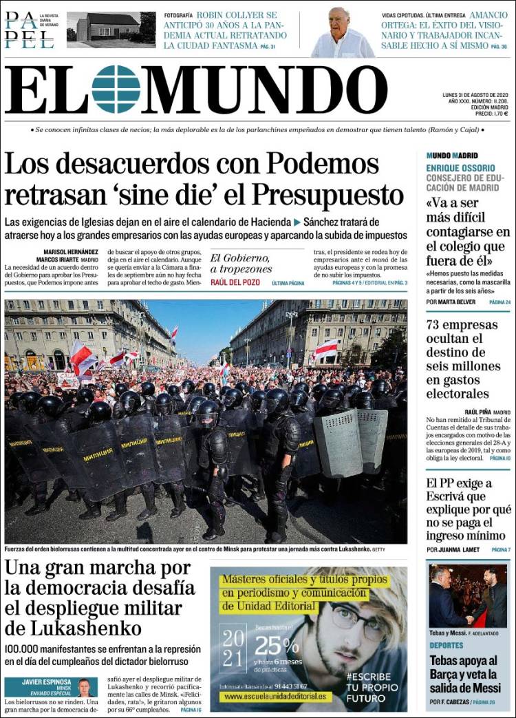 Portada de El Mundo (Spain)