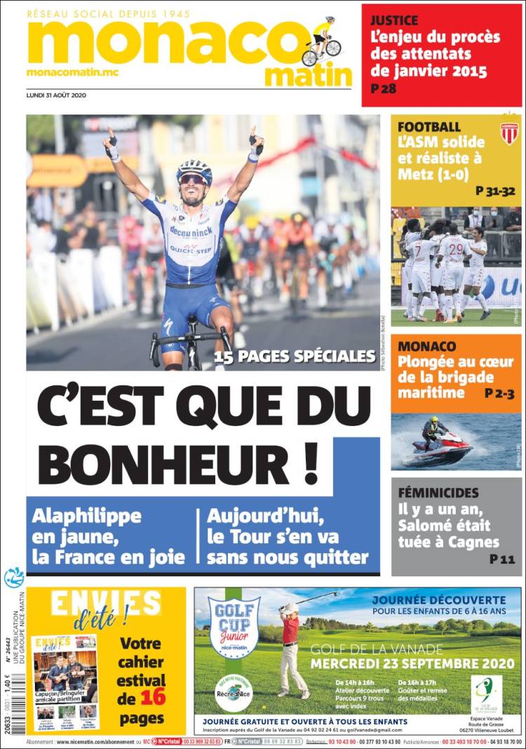 Portada de Nice-Matin (Francia)