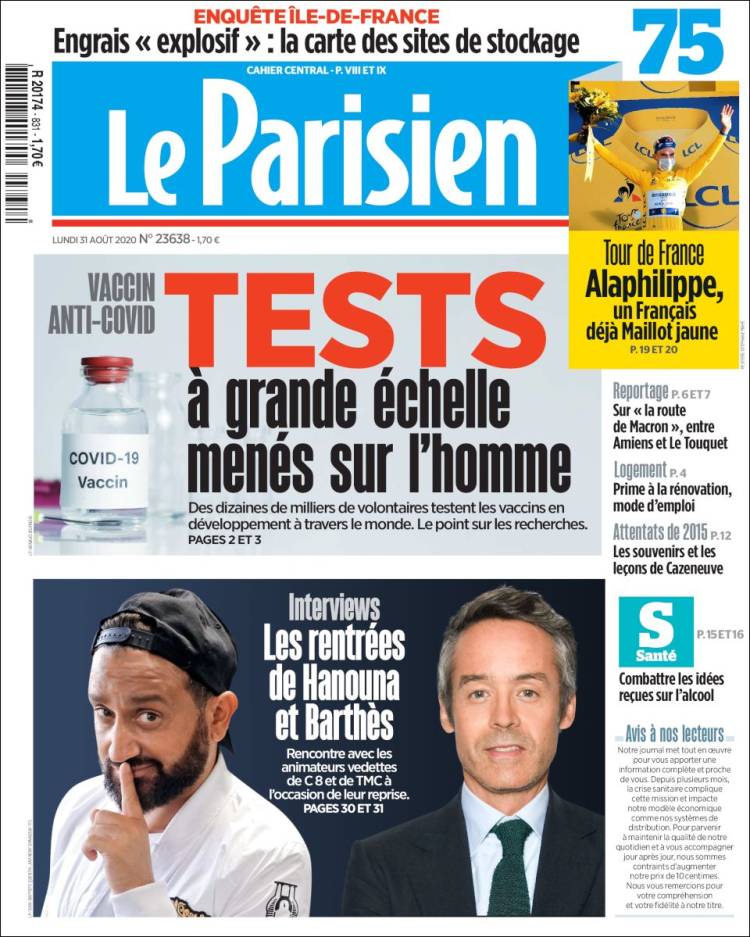 Portada de Le Parisien (Francia)