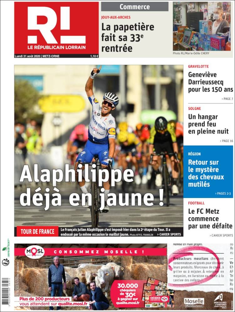 Portada de Le Republicain Lorrain (Francia)