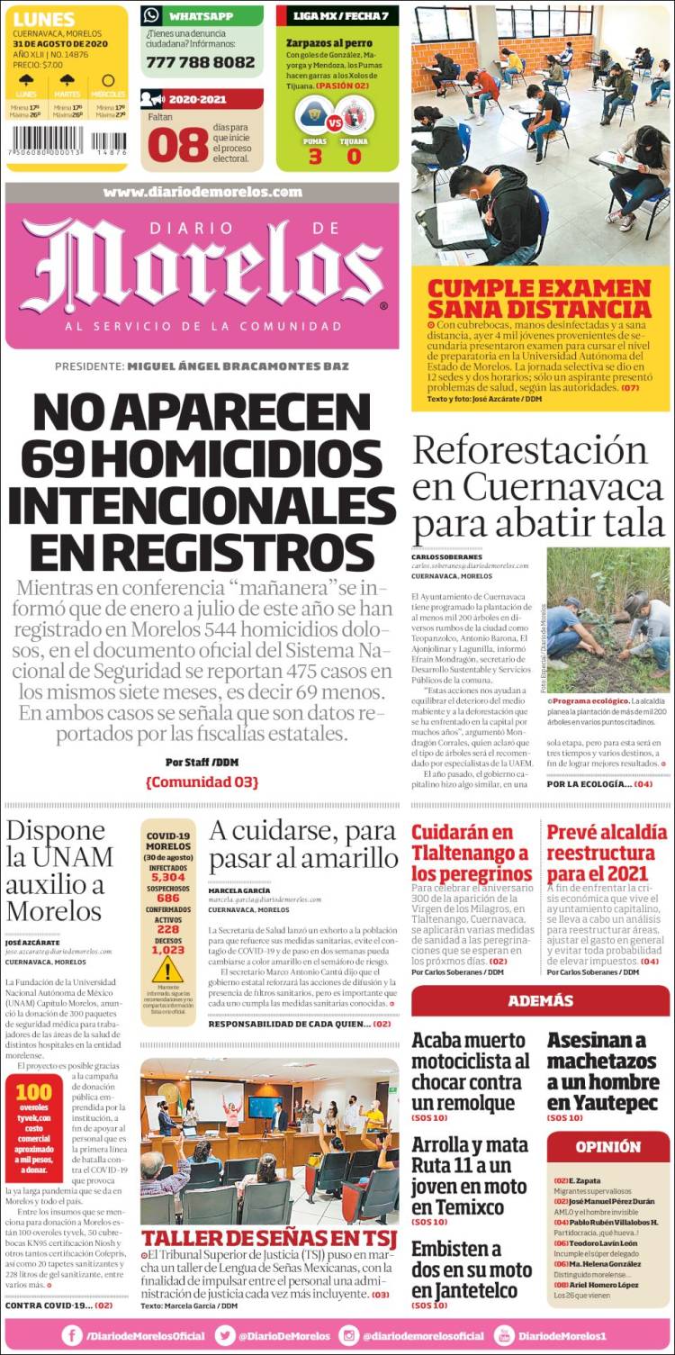 Portada de Diario de Morelos (M&eacute;xico)