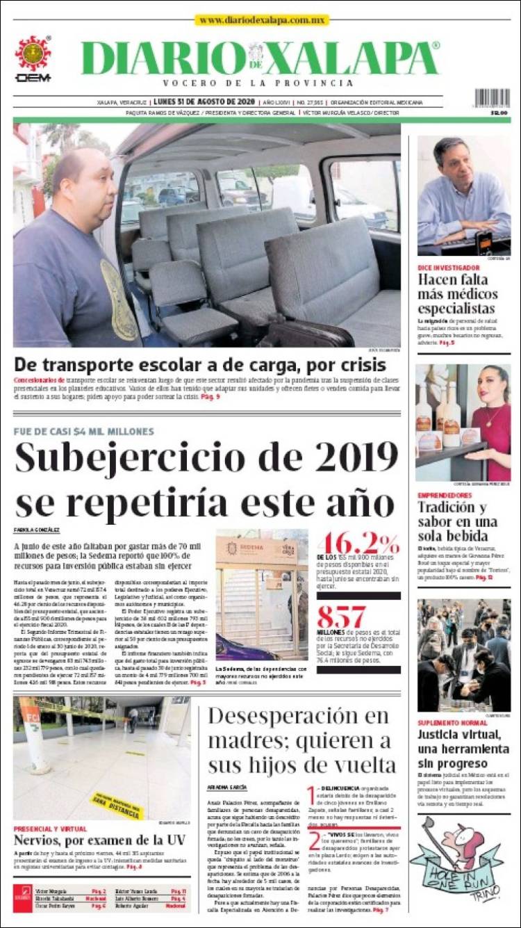 Portada de Diario de Xalapa (M&eacute;xico)