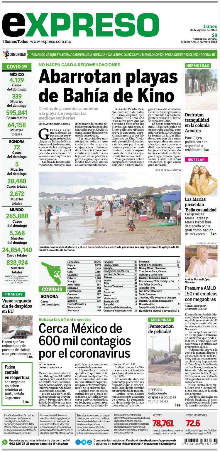 Portada de Expreso (M&eacute;xico)
