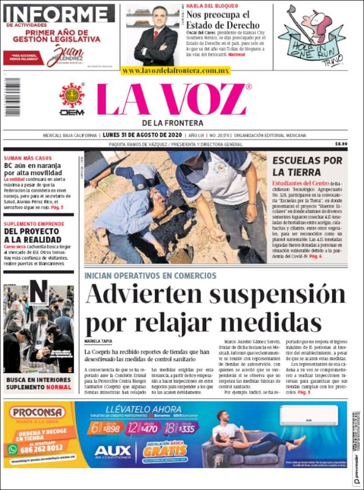 Portada de La Voz de la Frontera (M&eacute;xico)