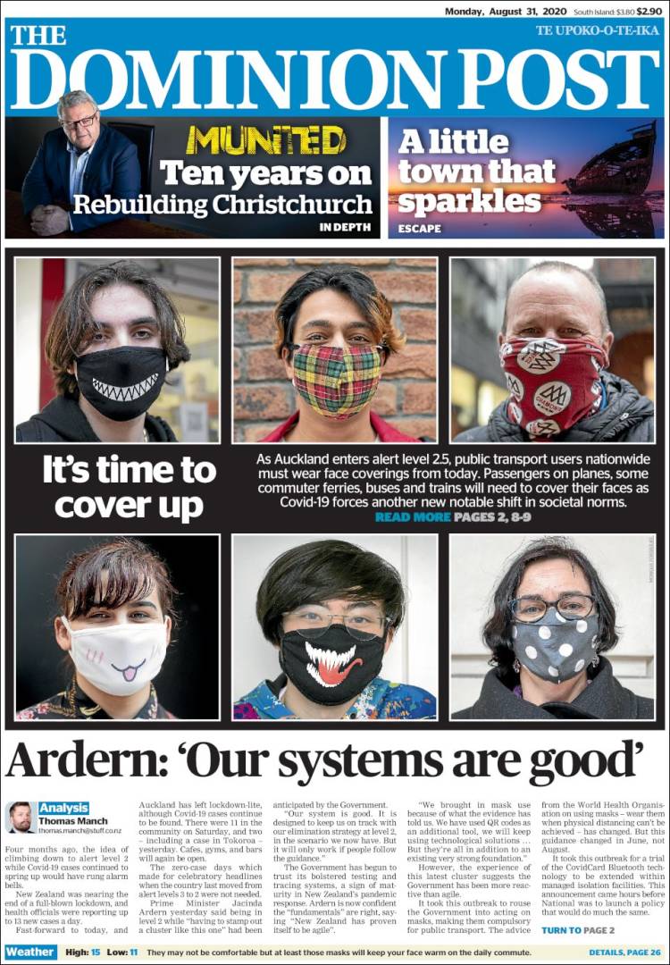 Portada de The Dominion Post (Nueva Zelanda)