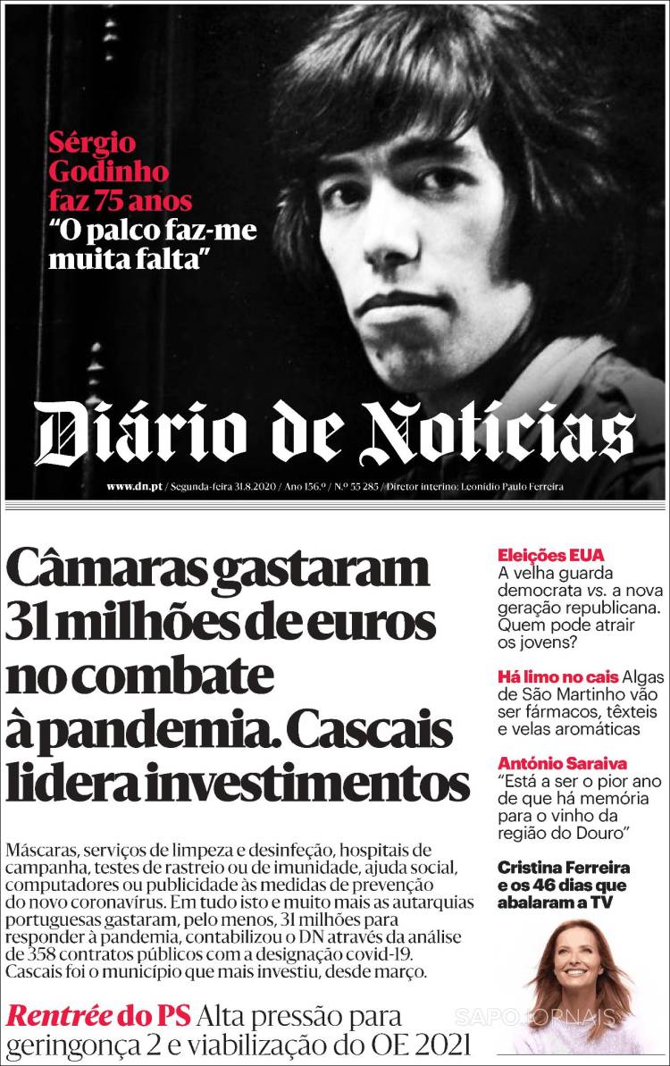 Portada de Diário de Noticias (Portugal)