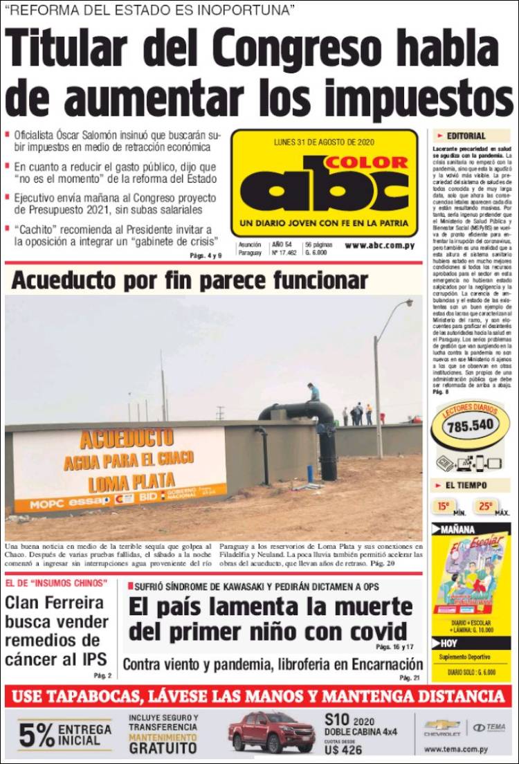 Portada de ABC Color (Paraguay)