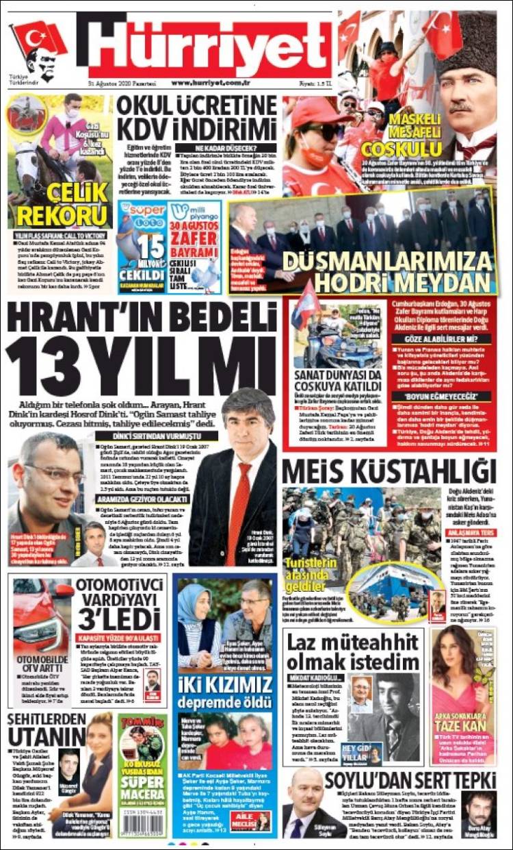 Portada de Hürriyet (Turqu&iacute;a)