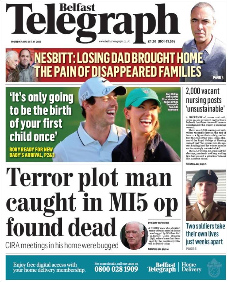 Portada de Belfast Telegraph (Reino Unido)