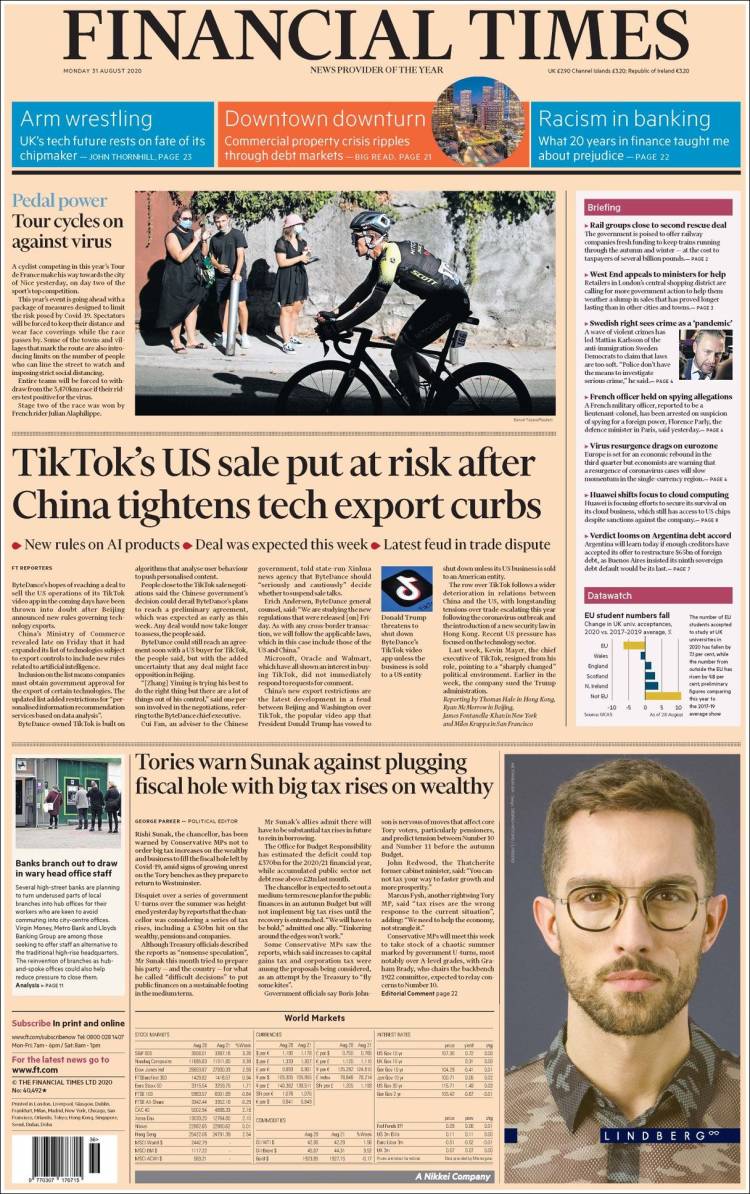 Portada de Financial Times (Reino Unido)