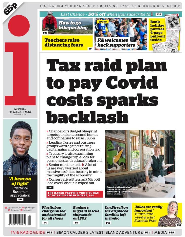 Portada de The i (Reino Unido)