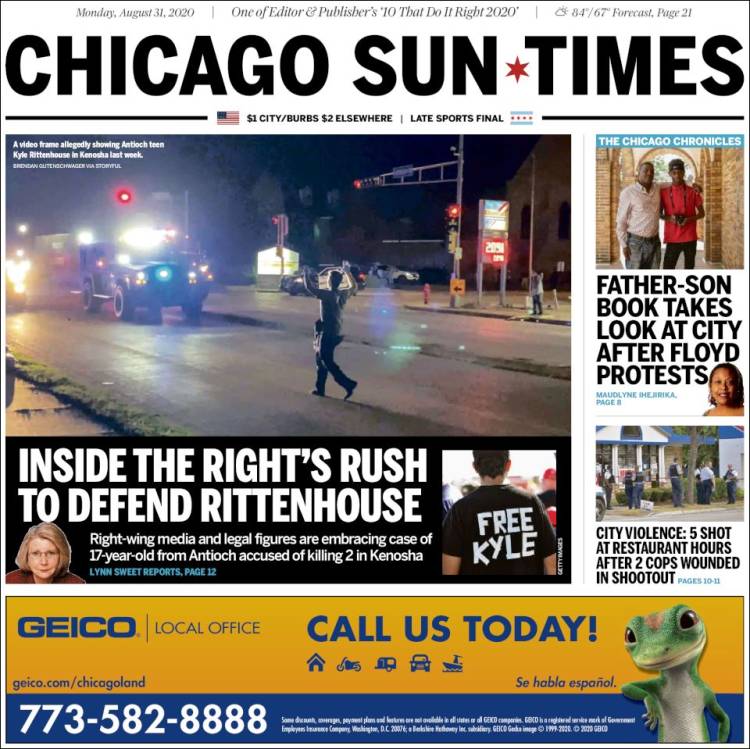 Portada de Chicago Sun-Times (USA)