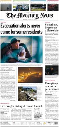 Portada de San Jose Mercury News (USA)