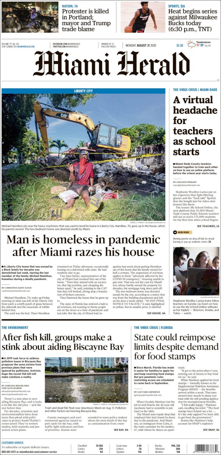 Portada de Miami Herald (USA)