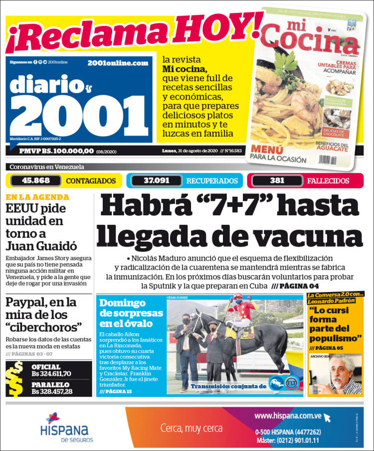 Portada de 2001 - Dosmiluno (Venezuela)