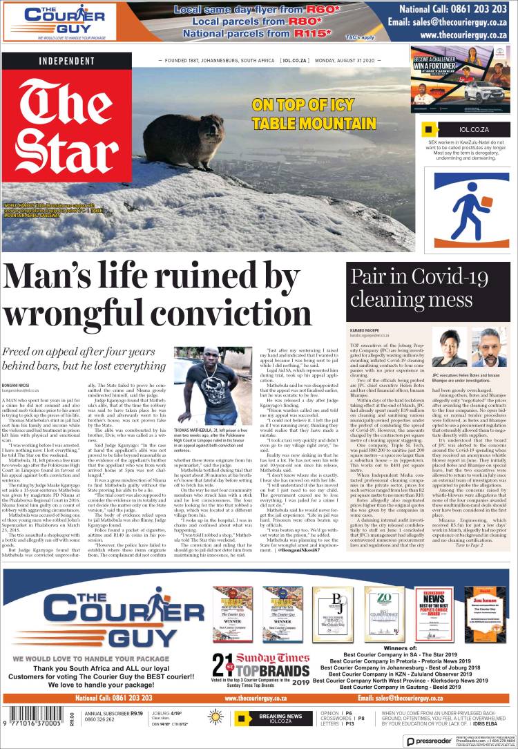 Portada de The Star (Sud&aacute;frica)