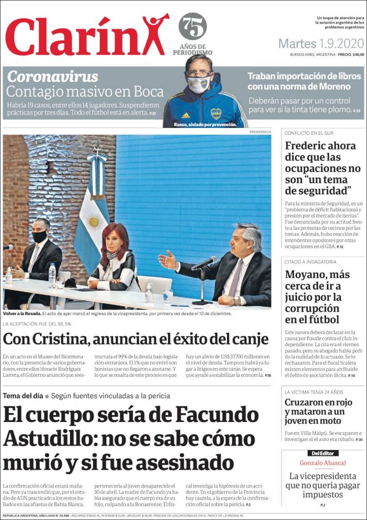 Portada de Clarín (Argentina)