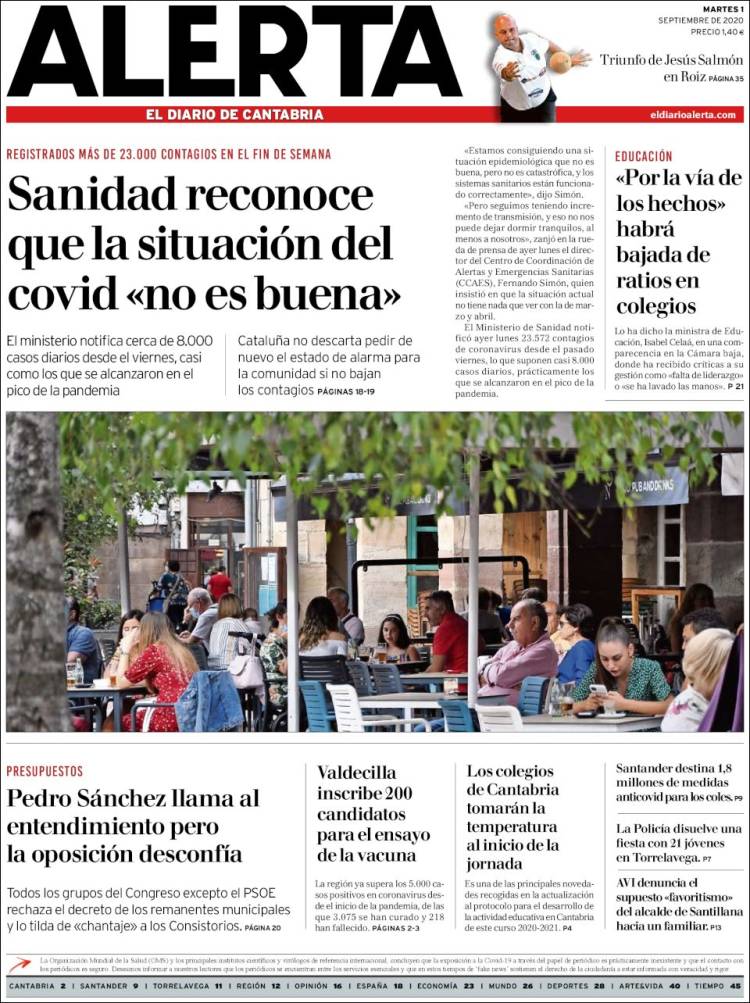 Portada de Alerta - El Diario de Cantabria (España)