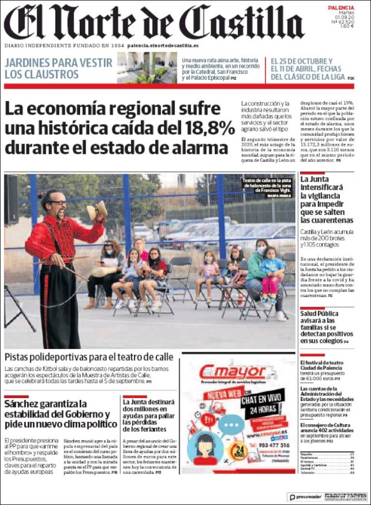 Portada de Norte de Castilla - Palencia (España)