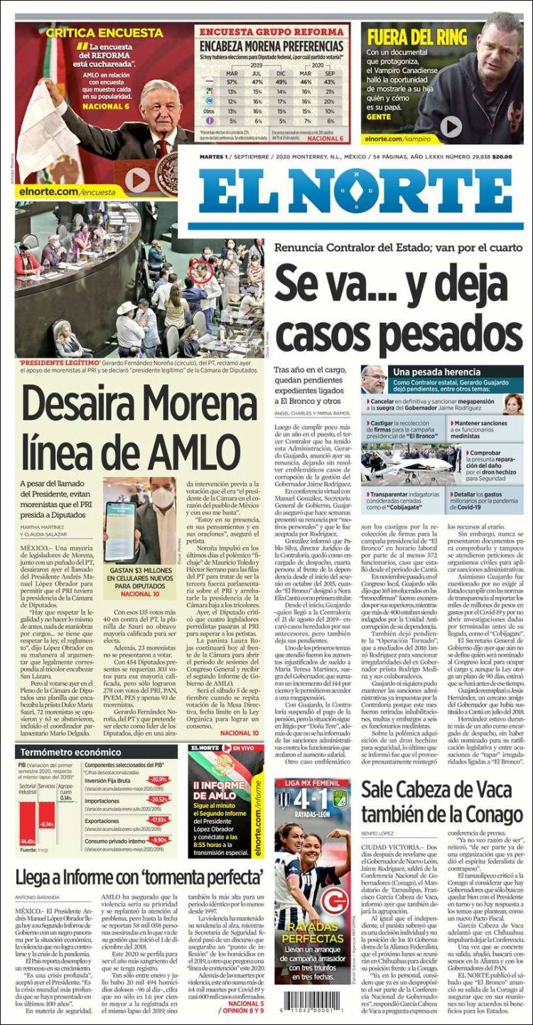 Portada de El Norte (Mexico)