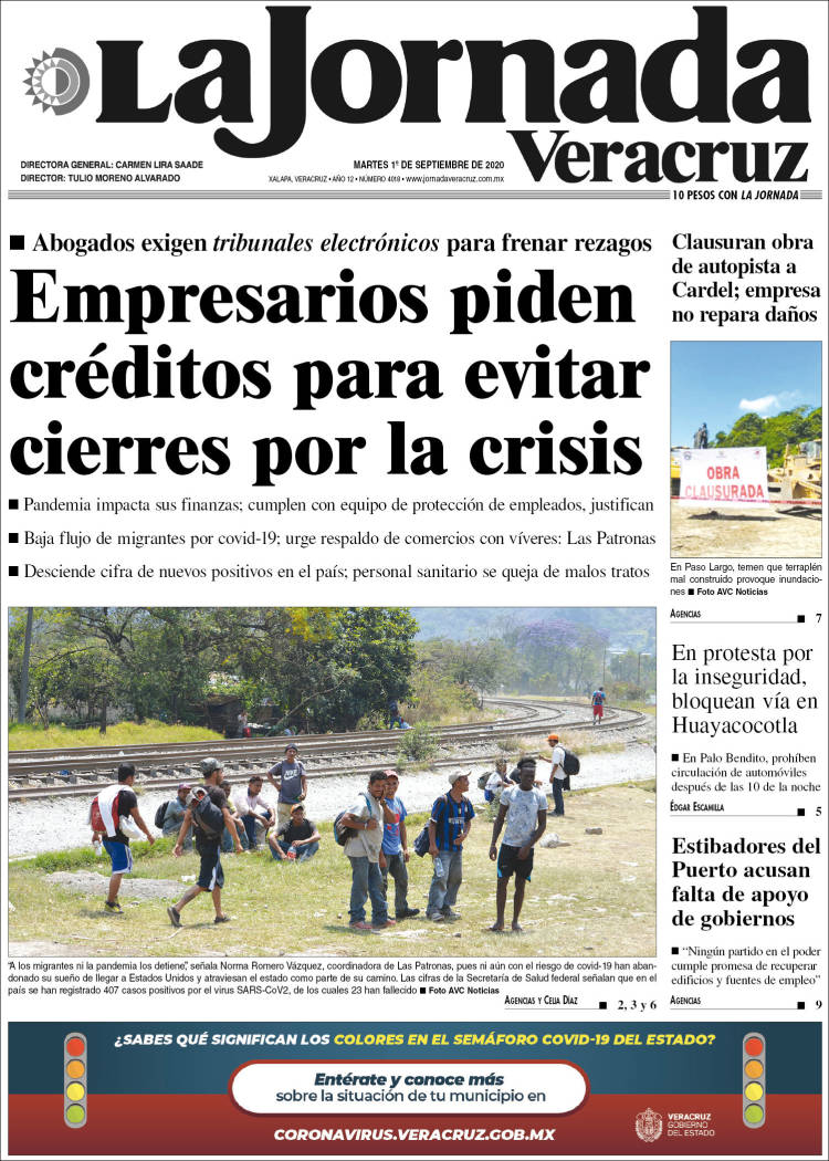 Portada de La Jornada Veracruz (Mexico)