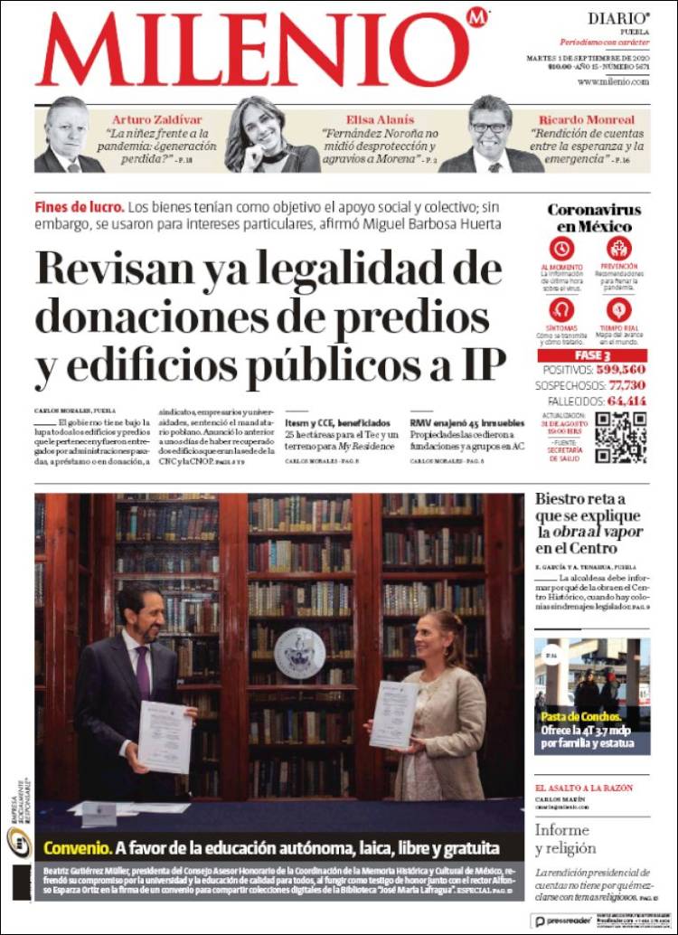 Portada de Milenio de Puebla (Mexico)