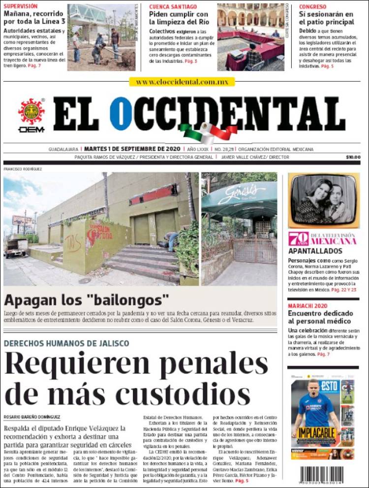 Portada de El Occidental (Mexico)