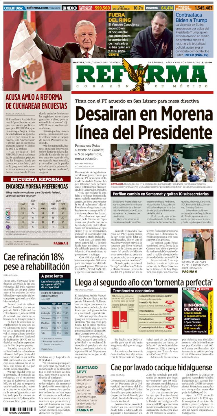 Portada de Reforma (Mexico)