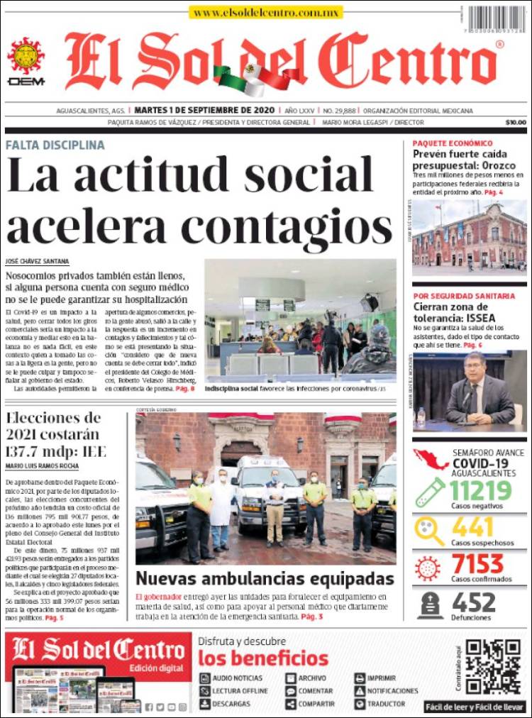 Portada de El Sol del Centro (México)