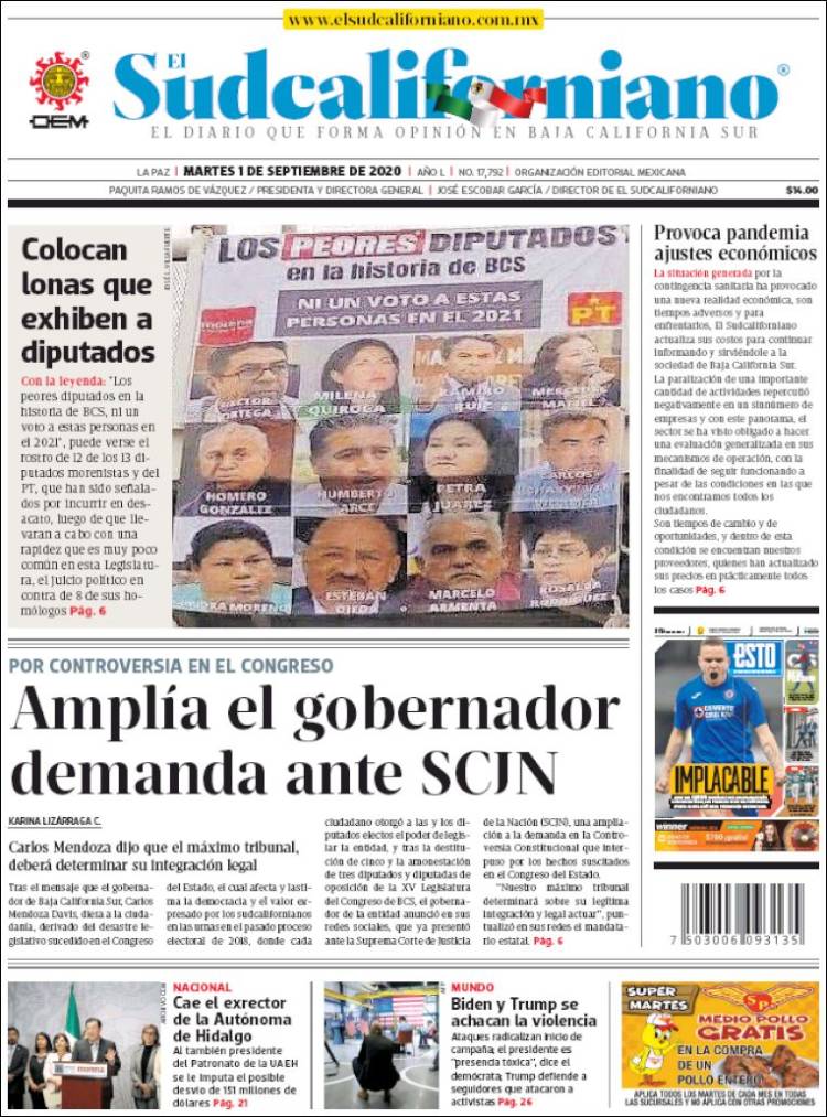 Portada de El Sudcaliforniano (Mexico)