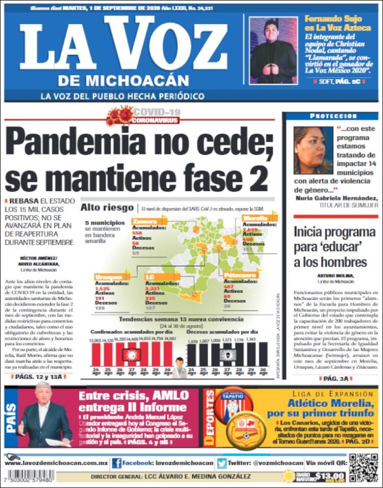 Portada de La Voz de Michoacán (Mexico)