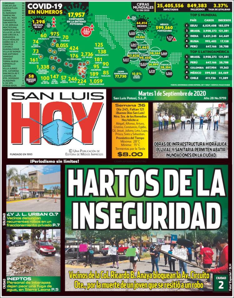 Portada de San Luis Hoy (Mexico)