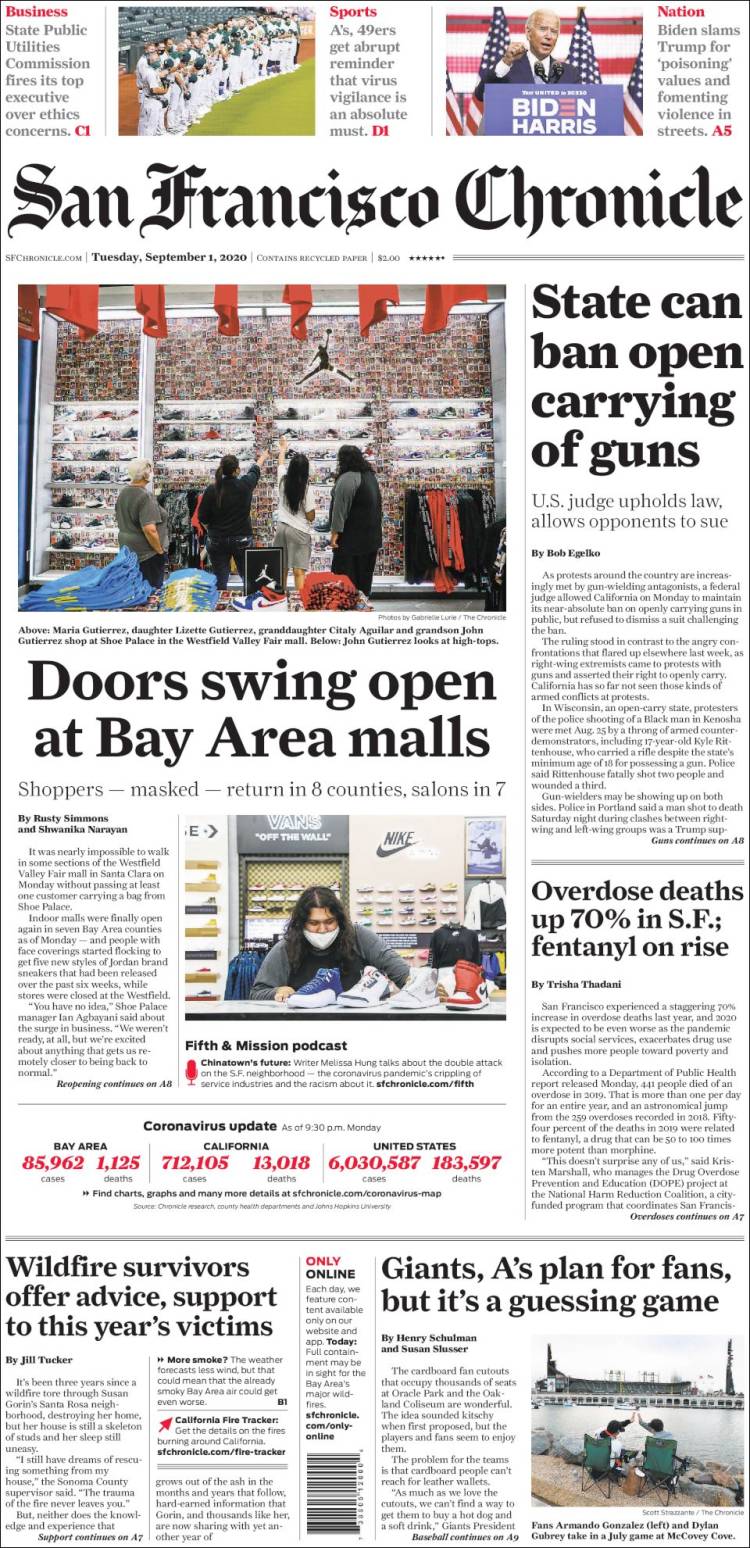 Portada de San Francisco Chronicle (USA)