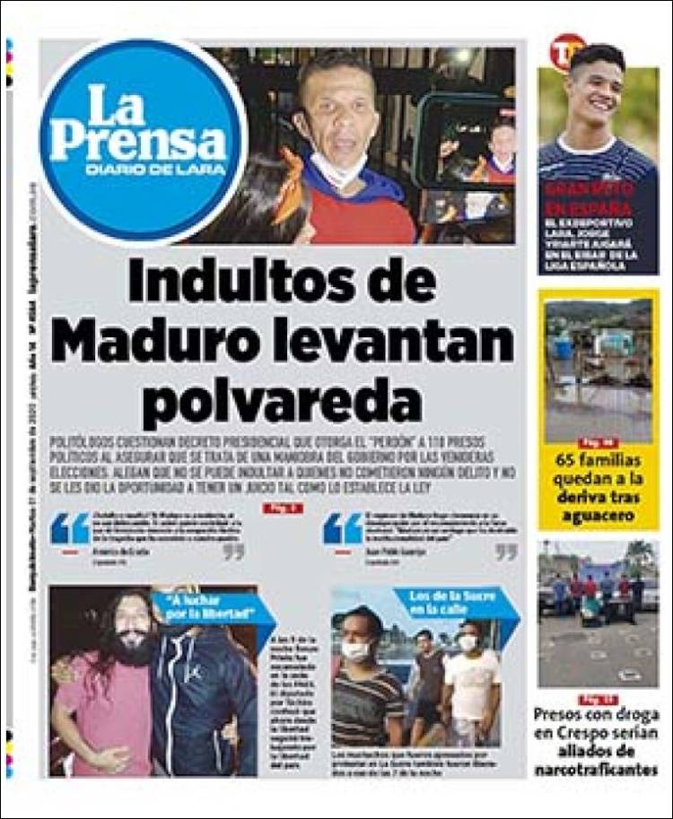 Portada de La Prensa de Lara (Venezuela)