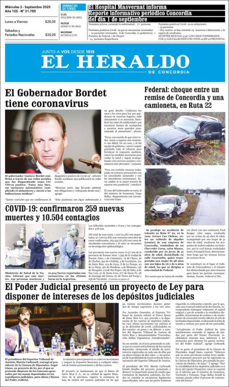 Portada de El Heraldo de Concordia (Argentina)