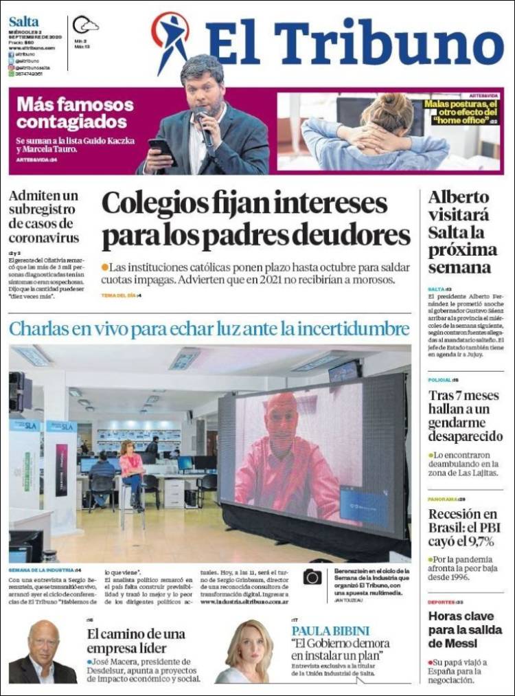 Portada de El Tribuno - Salta (Argentina)