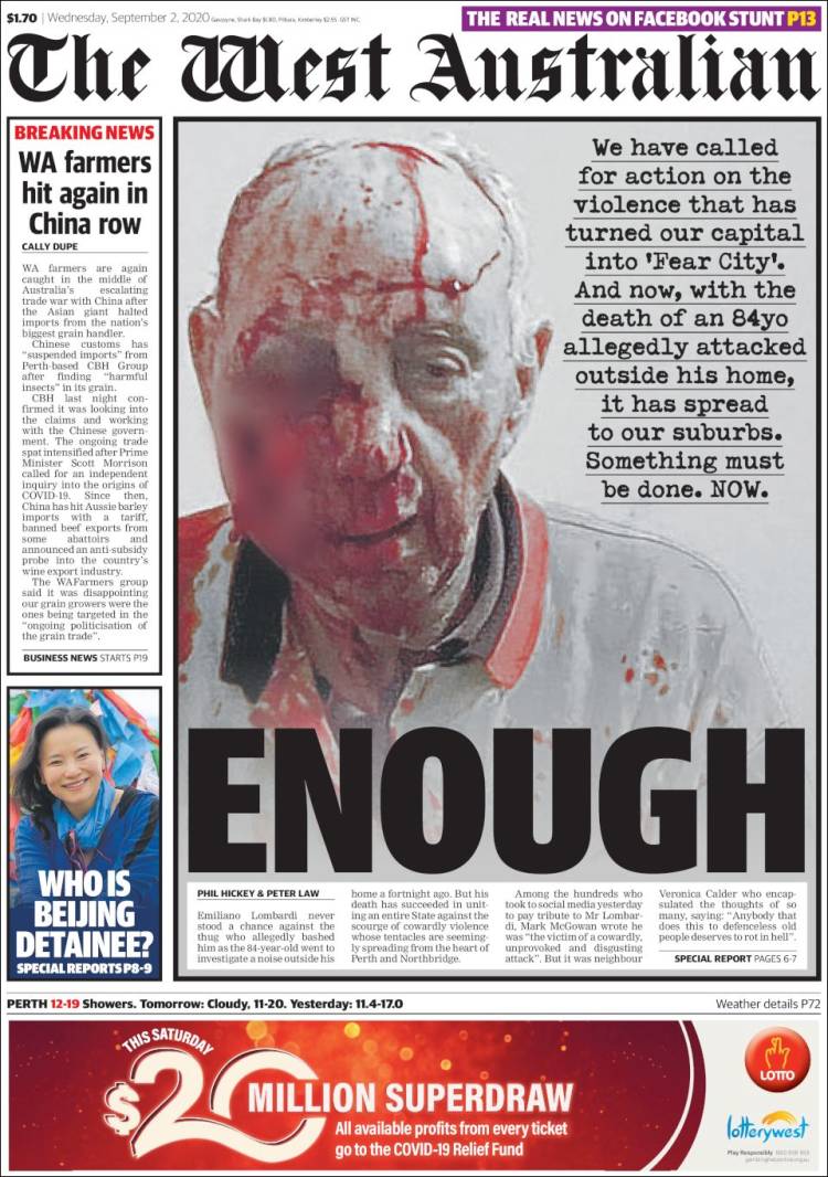 Portada de The West Australian (Australia)