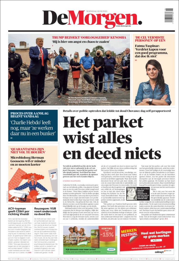 Portada de De Morgen (B&eacute;lgica)