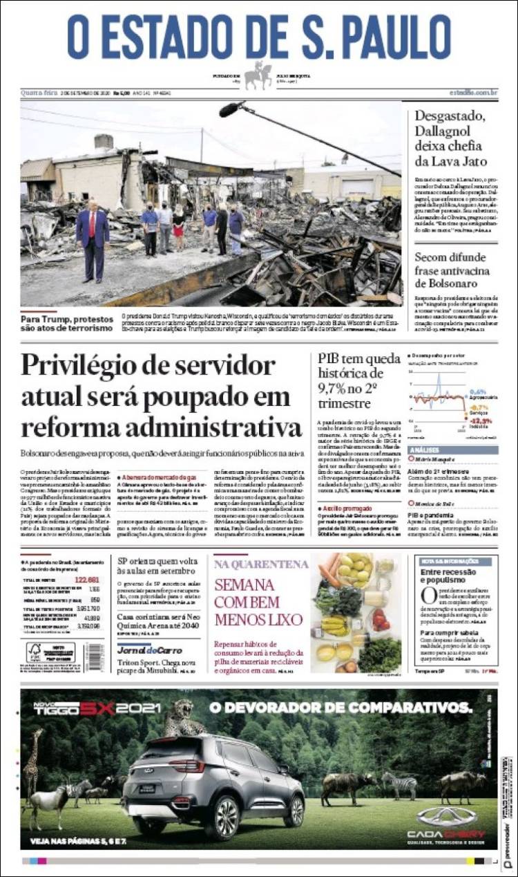 Portada de O Estado de São Paulo (Brasil)