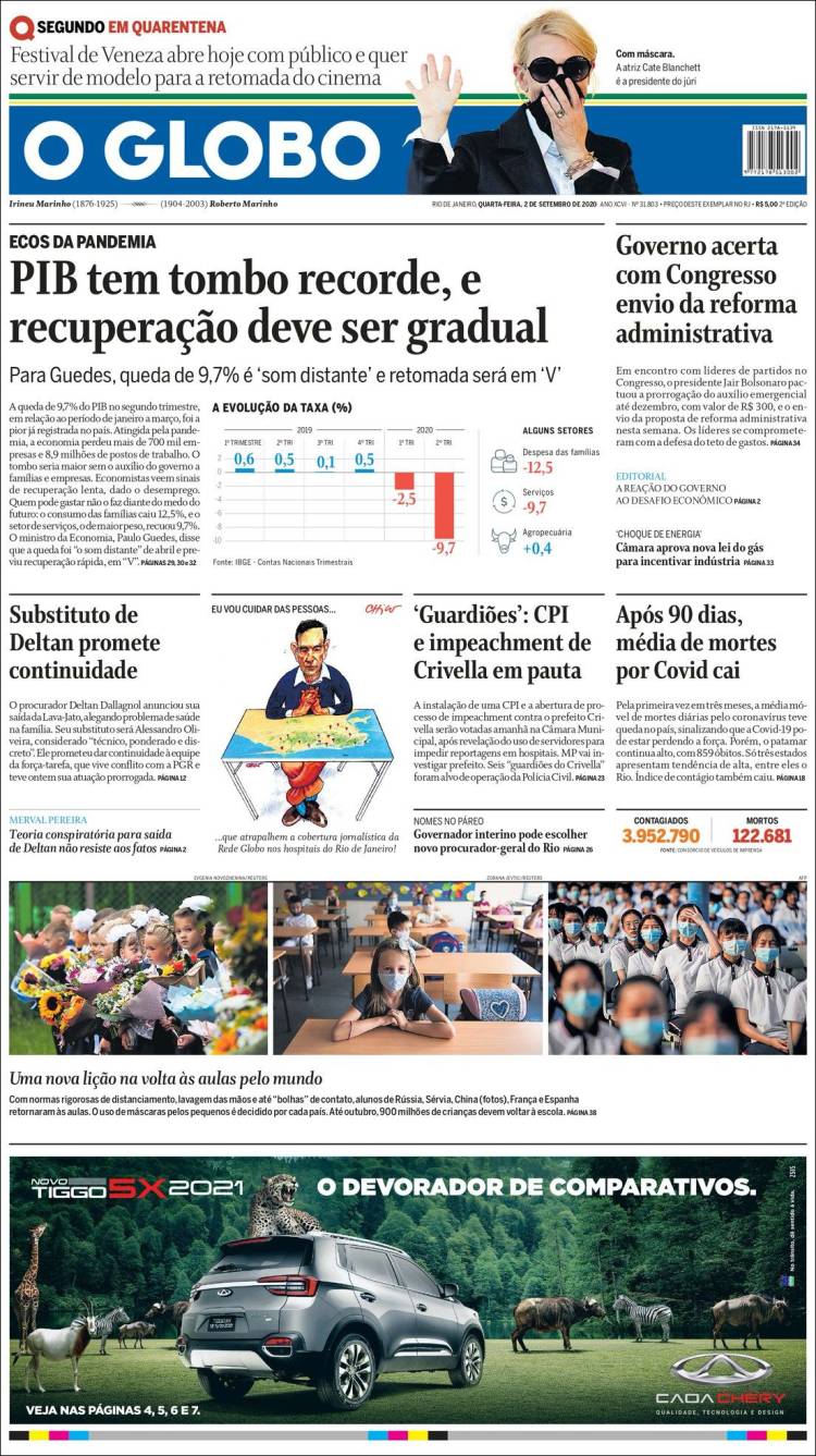 Portada de O Globo (Brasil)