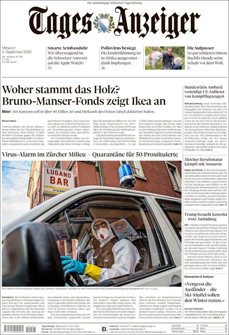 Portada de Tages-Anzeiger (Suiza)