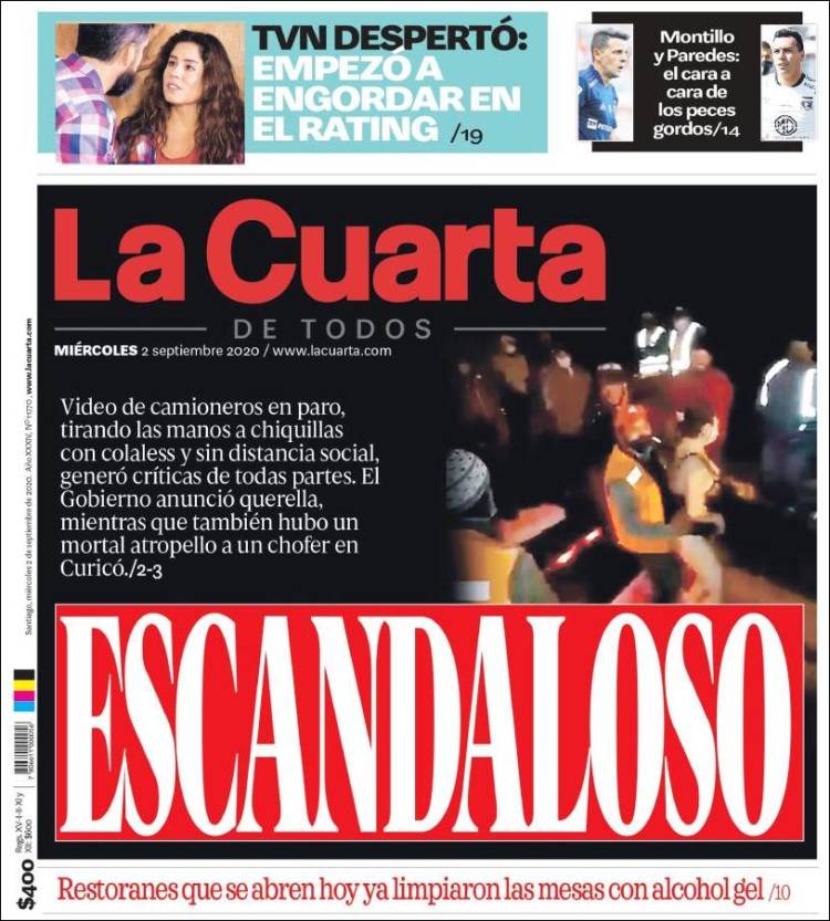 Portada de La Cuarta (Chile)