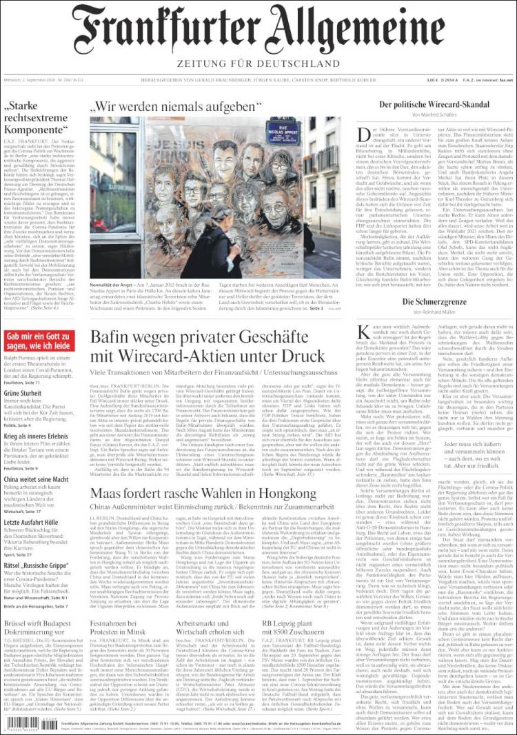Portada de Frankfurter Allgemeine (Alemania)