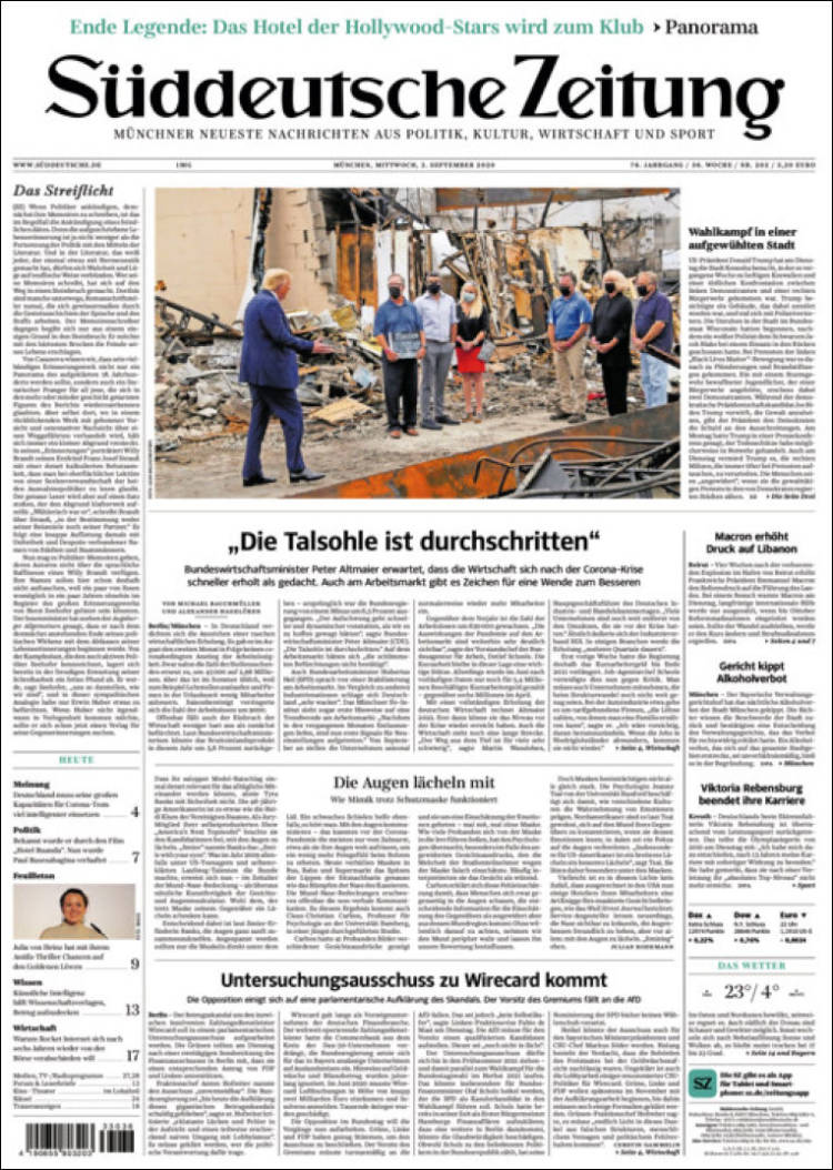 Portada de Sueddeutsche (Alemania)