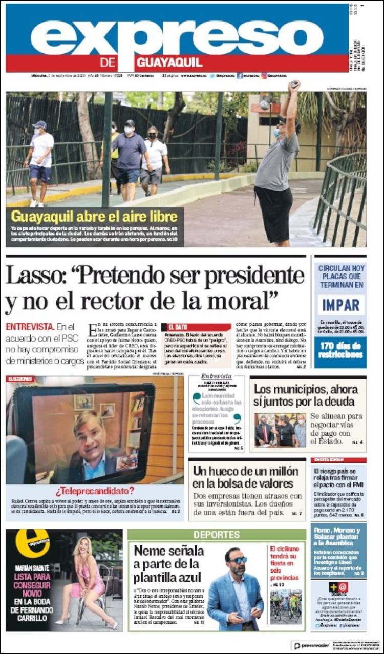 Portada de Expreso (Ecuador)