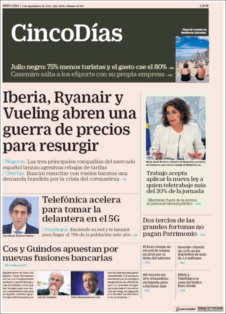 Portada de Cinco Días (Espa&ntilde;a)