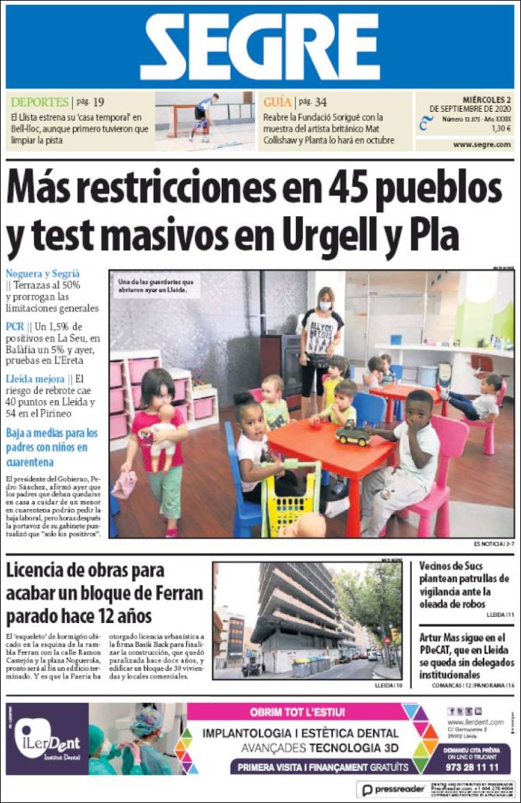 Portada de Segre  (Spain)