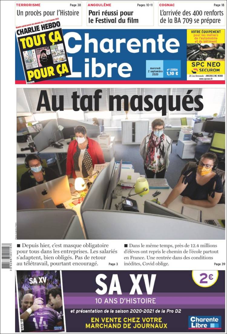 Portada de Charente Libre (Francia)